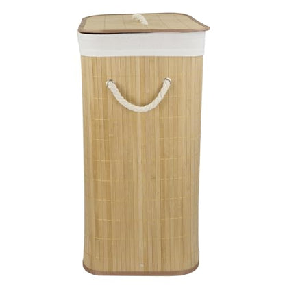 Home Basics Foldable Bamboo Laundry Basket Hamper (Rectangle, Natural) - color: Natural, size: Rectangle