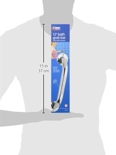 Carex Textured Grab Bars for Bathtubs and Showers -Grab Bars for Bathroom Safety - 12 inch Durable Stainless Steel Shower Handle Serves as Handicap GrabBar and Elderly Assistance Products (Pack of 6) - size: (Pack of 6)