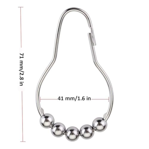 24 Pieces Stainless Steel Shower Curtain Hooks and Rings Set - Polished Nickel, Lightweight and Durable for Bathroom Curtain Rollers and Shower Curtain Rods, Metal Shower Curtain Rings