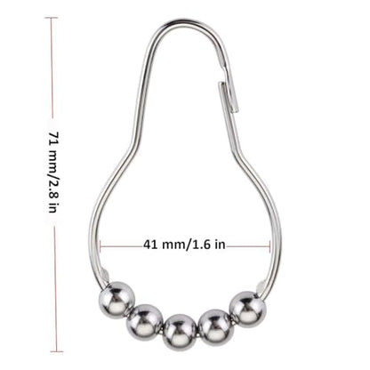 24 Pieces Stainless Steel Shower Curtain Hooks and Rings Set - Polished Nickel, Lightweight and Durable for Bathroom Curtain Rollers and Shower Curtain Rods, Metal Shower Curtain Rings