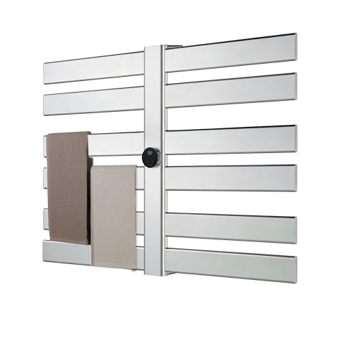 K&KALONZO Electric Towel Warmer Wall Mount Heated Rack Timer, 12-Bar,Silver | Fast Heat in 2 Min, 3 Heat Levels, Anti-Scald, NTC Safety, Plug-in/Hardwired Aluminum Towel Warmer for Bathroom - color: Silver, size: 12-Bar