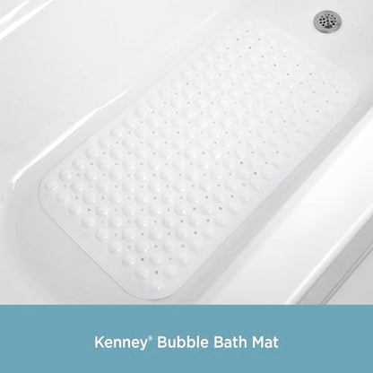 Kenney KN61277 Vinyl Bubble Bath Mat, Shower Mat, Tub Mat with Suction Cups and Drain Holes for Use Inside the Bathroom Shower, 30.75" L x 15.25" W, White - color: White, size: 30.8" x 15.3" (Rectangular)