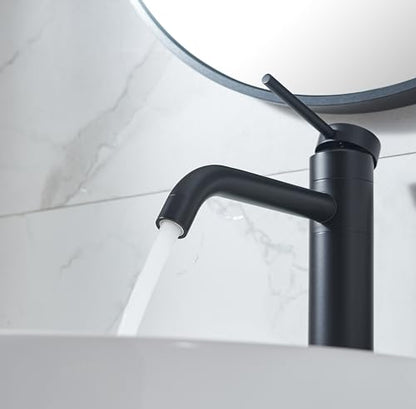 Hotis Vessel Sink Faucet Black, Tall Bathroom Faucet for Sink 1 Hole, 360 Swivel Body Single Handle Faucet for Bath Sink, Mixer Spout Stainless Steel Bathroom Faucets with Pop Up Drain - color: Black