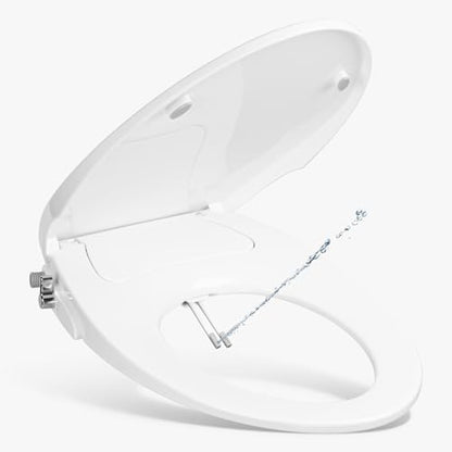London Sunshine Elongated Bidet Toilet Seat, Non-Electric Dual Nozzle Bidet Seat with Soft Close Lid, Adjustable Water Pressure, Front & Rear Wash, Self-Rinse Nozzle, No Outlet Required