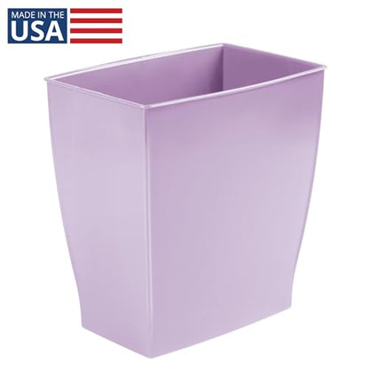 iDesign Small Plastic Bathroom Trash Can, Slim Rectangle Purple | For Bedroom, Office, Dorm, Garbage Bin - color: Purple, style: Pack of 1