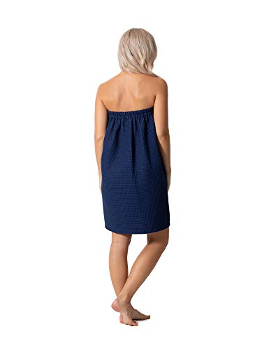 Robe Direct Quick Dry, Lightweight Waffle Spa/Bath Wrap with Adjustable Closure & Elastic Top - color: Navy, size: XX-Large