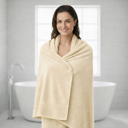 8 Piece Bath Towels for Bathroom Set - 100% Cotton, Soft Absorbent Bathroom Towels Set - 2 Extra Large Bath Towels, 2 Hand Towels & 4 Washcloths - Hotel Spa Thick Plush Towel, Cream - color: Cannoli Cream (Pack 0f 8)