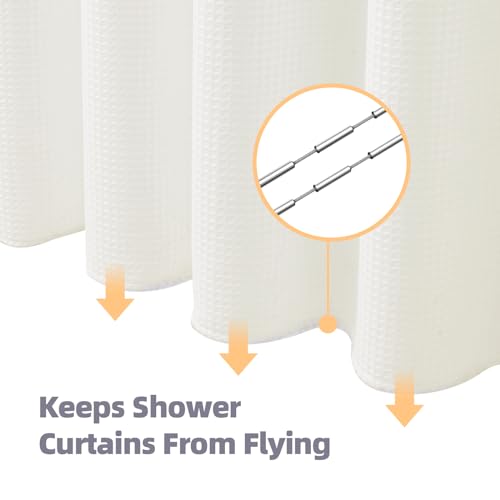 LaCyan Waterproof Waffle Shower Curtain, 258GSM Heavy Duty 3 Piece Set with Clear Liner and 6 Stainless Steel Hooks, Polyester Fabric Shower Curtains for Bathroom, Machine Washable, 36x72 Inch, Cream - color: Cream, size: 36"W x 72"L (Pack of 1)