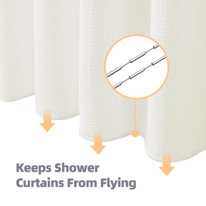 LaCyan Waterproof Waffle Shower Curtain, 258GSM Heavy Duty 3 Piece Set with Clear Liner and 6 Stainless Steel Hooks, Polyester Fabric Shower Curtains for Bathroom, Machine Washable, 36x72 Inch, Cream - color: Cream, size: 36"W x 72"L (Pack of 1)