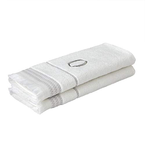 SKL Home Casual Monogram Hand Towel Set, O, 16x26, White 2 Count - color: Casual Monogram Hand Towel Set, size: Hand Towel Set, style: O