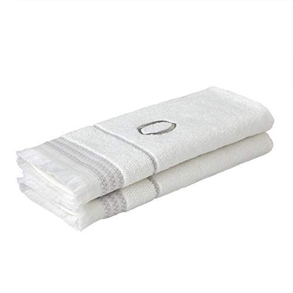 SKL Home Casual Monogram Hand Towel Set, O, 16x26, White 2 Count - color: Casual Monogram Hand Towel Set, size: Hand Towel Set, style: O