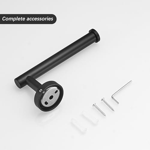 Leyden Matte Black Toilet Paper Holder and Hand Towel Holder, 2 Pieces Bathroom Hardware Accessories Set, SUS304 Stainless Steel Sturdy Wall Mount Toilet Paper Roll Holder and Towel Rack - color: Black Round Bottom