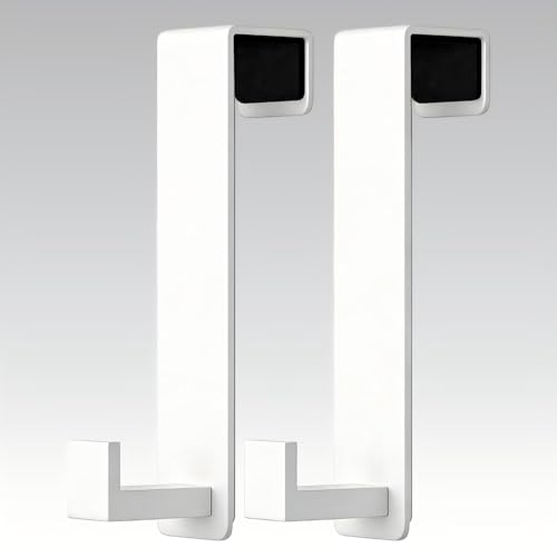 Stainless Steel Over The Door Hooks Heavy Duty, Door Mount Coat Rack Bathroom Towel Holder Towel Rack for Bedroom, Doors Hangers Towel Hooks for Bathroom Dorm Essentials (White, 2 Pack) - color: White, size: "7" Shape- 2 Pack