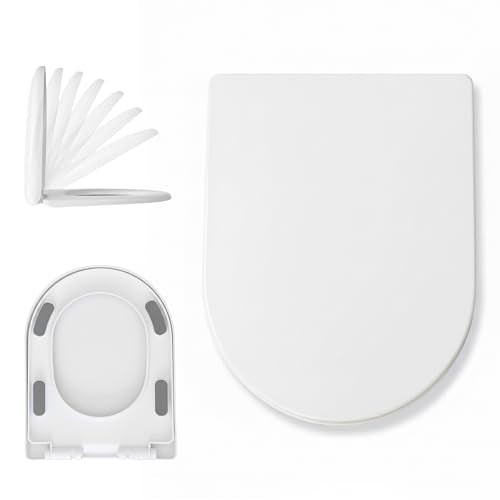D-Shape Toilet Seat Soft Close Quick Release Easy to cleanWhite | Quick-release design removes the seat in seconds, making deep cleaning around hinges simple and more hygienic - size: QS17“
