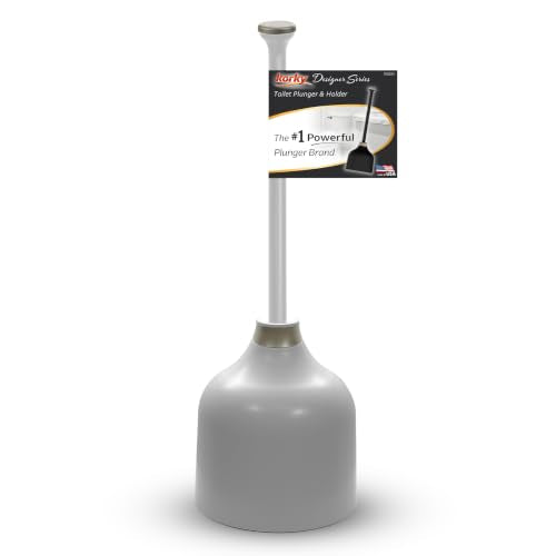 Korky Gray Toilet Plunger and Holder – Fast Clog Removal - Made in USA - color: Gray