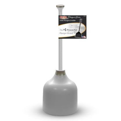 Korky Gray Toilet Plunger and Holder – Fast Clog Removal - Made in USA - color: Gray