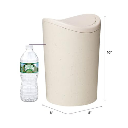 Superio Small Bathroom Trash Can with Lid, Modern White Mini Waste Bin with Swing Lid (1 1/2 Gallon, 6 Liter) Plastic Garbage Can for Kitchen, Bathroom, Bedroom, Office, Under Desk (1, Ecohome) - color: Ecohome