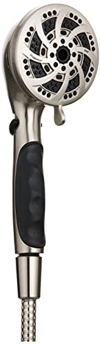 ETL Oxygenics 92489 Fury RV Handheld Shower - Brushed Nickel, 72 inch Hose length | 5 spray settings, flow control lever adjusts pressure, rubber finger grips prevent slipping