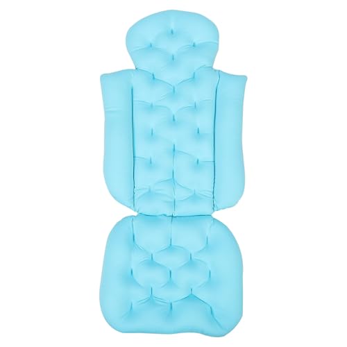 Ciieeo Adult Bath Cushion and Non-Slip Bathtub Mat with Suction Cups, Full Body Bath Pillow Headrest for Neck and Back Support, Blue for Relaxing Bathtub Use