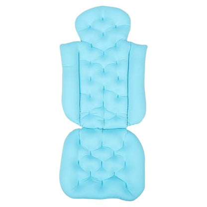 Ciieeo Adult Bath Cushion and Non-Slip Bathtub Mat with Suction Cups, Full Body Bath Pillow Headrest for Neck and Back Support, Blue for Relaxing Bathtub Use