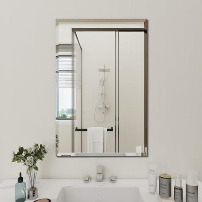 Rectangular Beveled Bathroom Mirrors, 36X60 inch Beveled Bathroom Mirror， | Frameless Mirrors for Bathroom,bedroom/wall/makeup area/cloakroom, hung horizontally or vertically. - size: 36"L x 60"W
