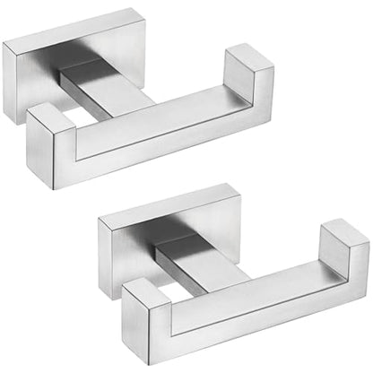 Angle Simple Bathroom Double Hook Brushed Nickel, Hand Towel Holder, 2 Pack | Modern Coat Robe Hook for Wall, SUS304 Stainless Steel Bath Towel Hanger, Screw Wall Mount - color: Brushed Nickel, size: 2 Pack