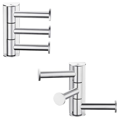 Suyar Swivel Towel Hook, Bathroom Robe Holder with 3 Arms, Polished Chrome | 2 Pack, SUS304 Stainless Steel, Wall Mounted - color: Polished Chrome, size: 2 Pack