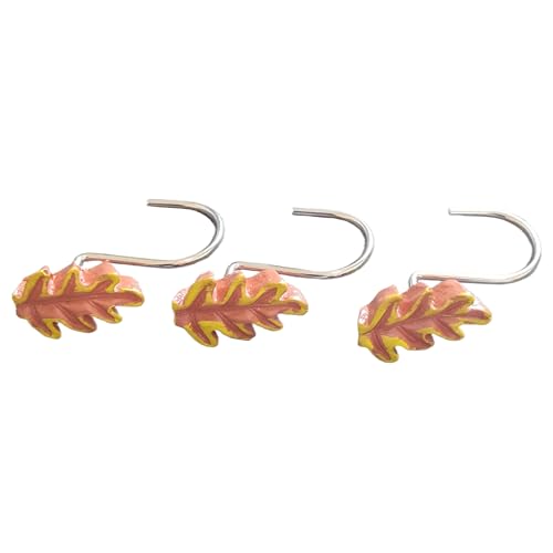 Twofish Home Autumn Leaves Anti-Rust Shower Curtain Hooks - Decorative Resin Rings Set of 12 - color: Autumn Leaves