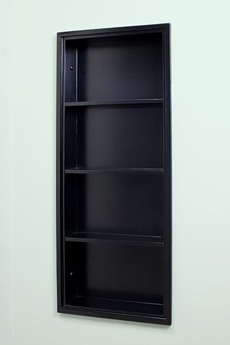 14x36 Sloane Recessed Wall Niche Medicine Cabinet Replacement, in The Wall Bathroom Cabinet Insert Shelf/Shelves, Made in North America, Real Wood, NO MDF, Plain, Black - color: Black, size: 14x36