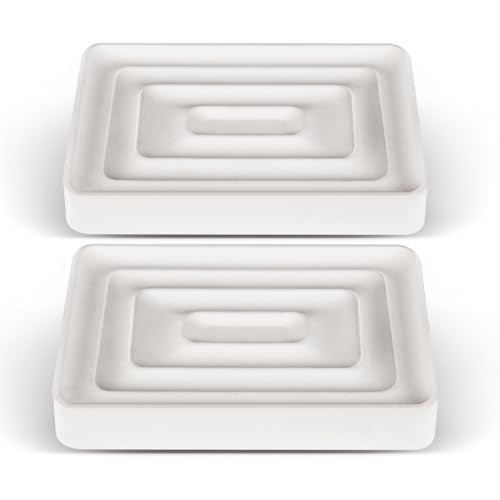 2 Pack Diatomite Soap Trays, Fast Drying Stone Soap Dishes, Soap Holders | Natural Diatomaceous Earth Stone Soap Holders, Quick-Dry Rectangular Soap Savers for Bath & Kitchen, White - color: White/Square, size: 2-Pack