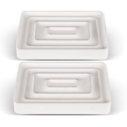2 Pack Diatomite Soap Trays, Fast Drying Stone Soap Dishes, Soap Holders | Natural Diatomaceous Earth Stone Soap Holders, Quick-Dry Rectangular Soap Savers for Bath & Kitchen, White - color: White/Square, size: 2-Pack