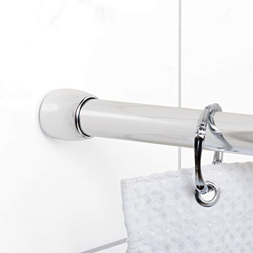 Zenna Home Tension Shower Curtain Rod, Rust Proof Metal Bathroom Shower Rod, Adjustable Curtain Rod with No Drill Easy Install, 48 - 76 Inches, Chrome - color: Chrome, size: 48" to 76" (Standard Size)