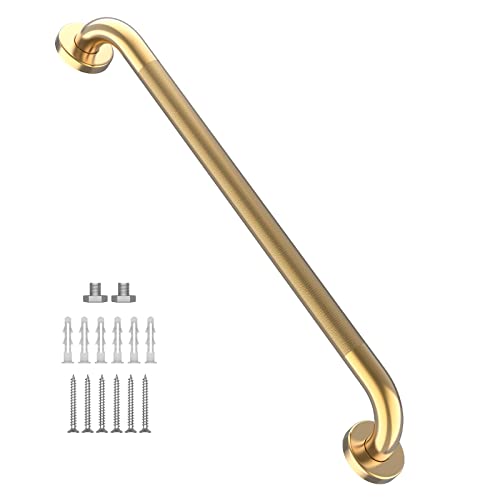 32 Inch Anti Slip Shower Grab Bars Gold, Munzong Bathroom Balance Bar | Shower Knurled Safety Bars, Grab Handle, Safety Hand Rail, Support Handicap Elderly Injury Senior Assist Bath Handle - color: Gold, size: 32 Inch