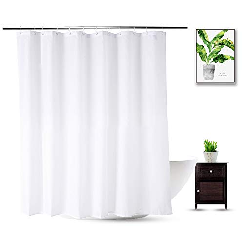 Fabric Shower Curtain Liner 70 x 74 Inch, Water-Repellent Polyester Long Bathroom Shower Curtains Spa and Hotel Quality, Machine Washable, White - color: White, size: 70"W x 74"L (Pack of 1)
