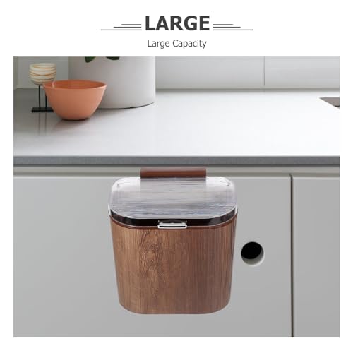 Large Capacity Wall-Mounted Trash Can with Lid, Stick on Plastic Kitchen Wastebasket for Cabinet Door, Space-Saving Bin for Bathroom and Utility Room