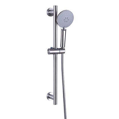 Shower Slide Bar with three Function Massaging Hand Shower Head Adjustable SUS 304 Stainless Steel Brushed D500011BN - color: Brushed Nickel