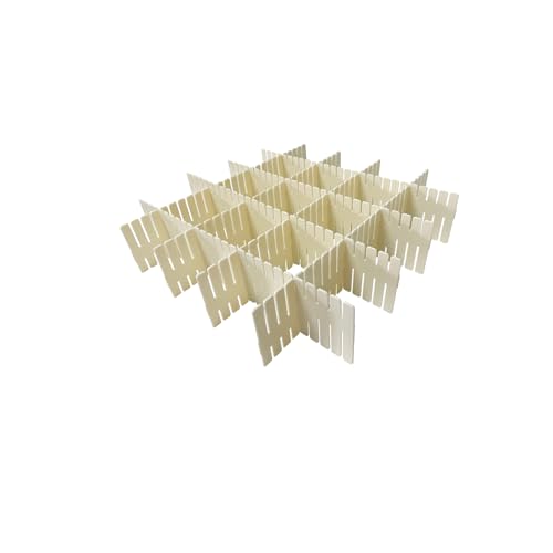 Onerbuy 8pcs Adjustable Grid Drawer Dividers DIY Plastic Closet Separator Tidy Organizer Container for Underwear Socks Belt Office Supplies(Beige) - color: Beige