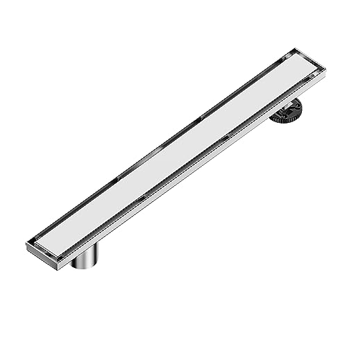Neodrain 48In Offset Linear Shower Drain w/Tile Insert Grate Cover, Brushed | 304 Stainless Steel Rectangle Side Outlet Shower Floor Drain, Adjustable Leveling Foot, Hair Strainer/Catcher - color: Brushed-tile Insert Cover, size: 48 IN