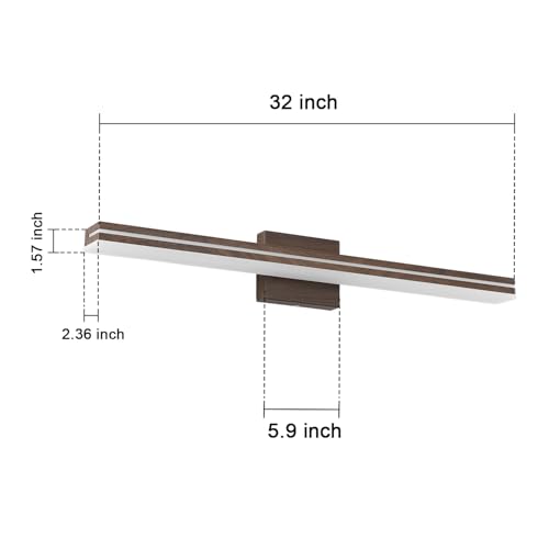 SineRise 32-Inch LED Modern Bathroom Vanity Light Bar, Brown Modern Acrylic Bathroom Wall Lighting Fixtures Over Mirror (Cool White 6000K) - color: Brown-Cool White, size: 32-Inch