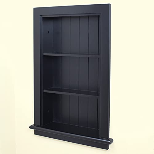 14x24 Aiden Recessed Wall Niche Medicine Cabinet Replacement, in The Wall Bathroom Cabinet Insert Shelf/Shelves, Made in North America, Real Wood, NO MDF, Beadboard, Black - color: Black 4 Shelf, size: 14x24