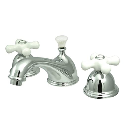Kingston Brass KS3961PX Restoration Widespread Lavatory Faucet with Porcelain Cross Handle, Polished Chrome,8-Inch Adjustable Center - color: Polished Chrome