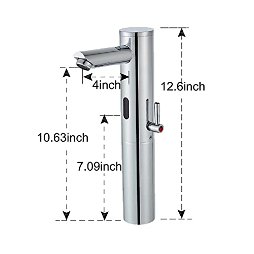 Automatic Touchless Bathroom Sink Faucet Motion Activated Sensor | Tall,1 Hole,Brass,Chrome,Adjustable Cold Hot Single Handle,Hands Free,Auto,Infrared,Commercial,Basin,Vanity,Vessel - color: Chrome, size: Tall