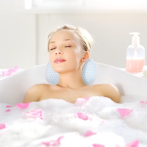 Bathtub Bath Pillows for Tub - Bathtub Pillow for Neck & Back Support with Ergonomic TPE, 4D Mesh Upgraded Bath Tub Pillow Headrest with 3 Strong Suction Cups & Hook, Bathroom Accessories, Spa Gifts - size: Small White