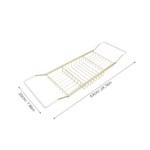 Luxshiny Stainless Steel Bathtub Tray Expandable - Shower Rack for Bathing Essentials Holder for Phone Soap Towels Reading Materials Finish - color: Golden