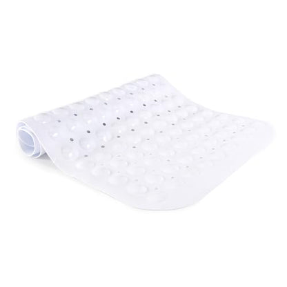 Kenney MB61186H Microban Protected 26.75" L x 14.5" W Vinyl Bubble Bath Mat, Shower Mat, Tub Mat with Suction Cups and Drain Holes for Use Inside the Shower, White - color: White