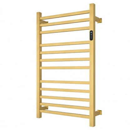 Luxury Gold Towel Warmer Rack for Bathroom, Wall Mounted Electric Heated Towel Rack with Timer & Fahrenheit Temperature Control, 12 Bar Stainless Steel Towel Heater for Bathroom(Brushed Gold) - size: 12 Bar