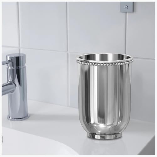 Toothbrush Holder, Tumbler Cup, Stainless Steel Rinse Cup, Shiny Bathroom Cup, Vanity Countertop Organizer for Makeup Brushes, Toothpaste, Cotton Swabs, Dorms, RVs