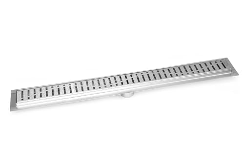 304 Stainless Steel Brushed Nickel Linear Shower Drain Kit Wind Linear Shower Drains for Tile Floor Long Hair Catcher Strainer Grate Cover Bathroom (47 Inch) - size: 47 Inch