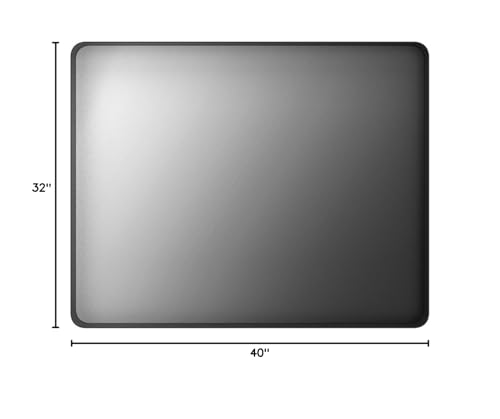 LOAAO 40X32 Inch Black Metal Framed Bathroom Mirror for Wall, Matte Black Bathroom Vanity Mirror Farmhouse, Large Rounded Rectangle Mirror, Anti-Rust, Tempered Glass, Hangs Horizontally or Vertically | Matte Black, Rounded Rectangle Mirror, Anti-Rust, Tem