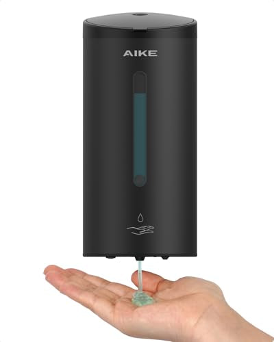 AIKE Automatic Liquid Soap Dispenser,25oz Capacity for Bathroom,Matteblack | No-Drill and Screw Wall Mount Install Design for Space-Saving,4*AA batteries(Not Included) Ensure Long Standby,Model AK1205E - color: Matte Black